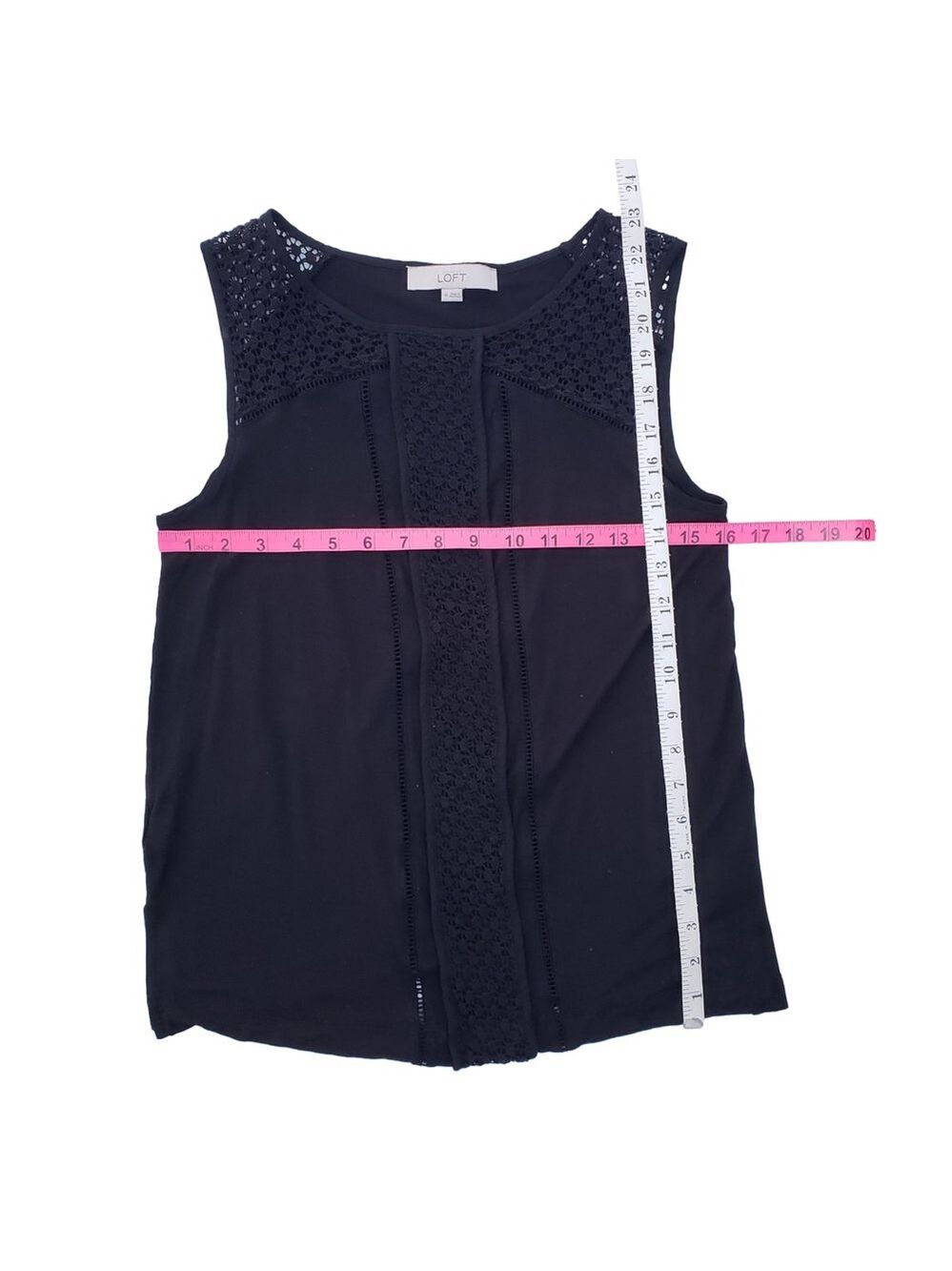 LOFT Women's Black Sleeveless Lace Trim Top Size M - Picture 7 of 8